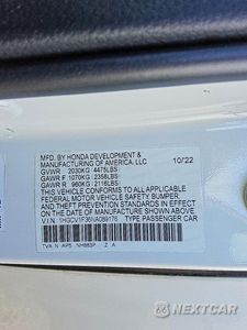 Zdjęcie 12 z 12 samochodu: 2022 HONDA ACCORD SPORT VIN:1HGCV1F36NA089176 - miniatura