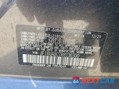 Zdjęcie 12 z 12 samochodu: 2024 SUBARU IMPREZA VIN:JF1GUABC7R8336300 - miniatura