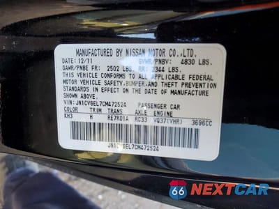 Zdjęcie 13 z 13 samochodu: 2012 INFINITI G37 COUPE X VIN:JN1CV6EL7CM472524 - miniatura