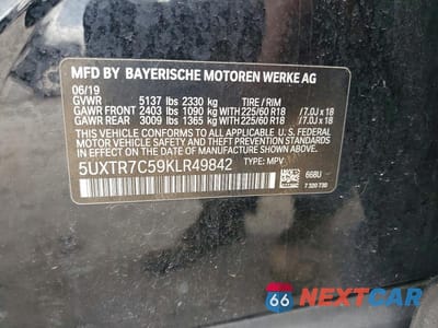 Zdjęcie 13 z 13 samochodu: 2019 BMW X3 SDRIVE30I VIN:5UXTR7C59KLR49842 - miniatura