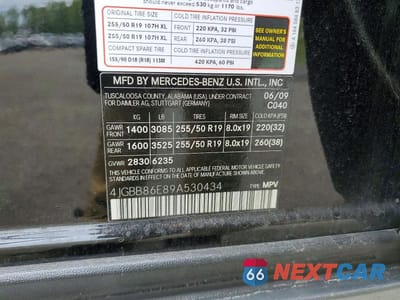 Zdjęcie 12 z 12 samochodu: 2009 MERCEDES-BENZ ML 350 VIN:4JGBB86E89A530434 - miniatura