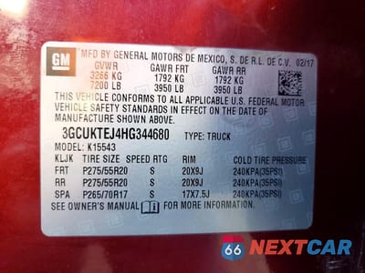Zdjęcie 12 z 12 samochodu: 2017 CHEVROLET SILVERADO K1500 HIGH COUNTRY VIN:3GCUKTEJ4HG344680 - miniatura