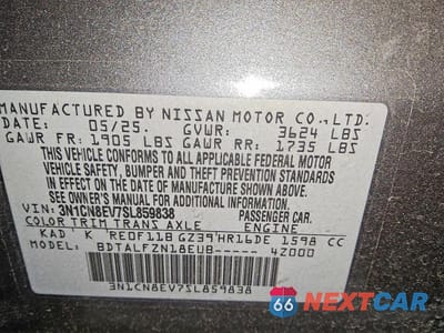 Zdjęcie 12 z 12 samochodu: 2025 NISSAN VERSA SV VIN:3N1CN8EV7SL859838 - miniatura