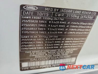 Zdjęcie 13 z 13 samochodu: 2016 LAND ROVER RANGE ROVER SUPERCHARGED VIN:SALGS2EFXGA260680 - miniatura