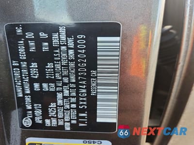 Zdjęcie 12 z 12 samochodu: 2013 KIA OPTIMA LX VIN:5XXGM4A73DG204009 - miniatura