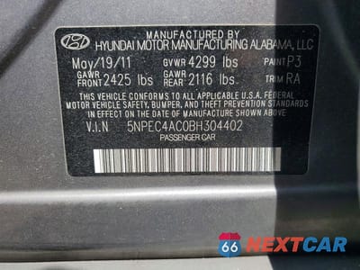 Zdjęcie 12 z 12 samochodu: 2011 HYUNDAI SONATA LIMITED VIN:5NPEC4AC0BH304402 - miniatura
