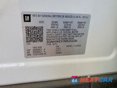 Zdjęcie 12 z 12 samochodu: 2021 CHEVROLET EQUINOX LT VIN:3GNAXKEV7MS151181 - miniatura