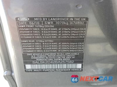 Zdjęcie 13 z 13 samochodu: 2011 LAND ROVER RANGE ROVER SPORT LUX VIN:SALSK2D42BA257582 - miniatura