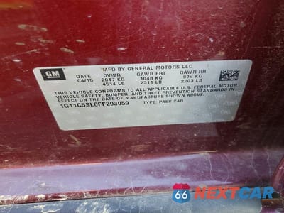 Zdjęcie 12 z 12 samochodu: 2015 CHEVROLET MALIBU 1LT VIN:1G11C5SL6FF293059 - miniatura