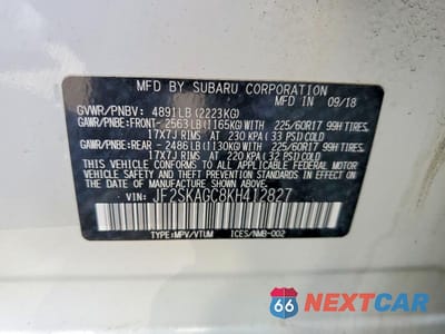 Zdjęcie 13 z 13 samochodu: 2019 SUBARU FORESTER PREMIUM VIN:JF2SKAGC8KH412827 - miniatura