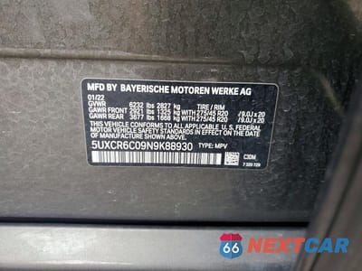 Zdjęcie 13 z 13 samochodu: 2022 BMW X5 XDRIVE40I VIN:5UXCR6C09N9K88930 - miniatura