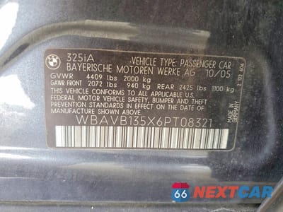 Zdjęcie 12 z 12 samochodu: 2006 BMW 325 I VIN:WBAVB135X6PT08321 - miniatura