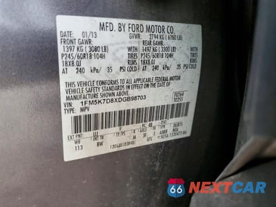 Zdjęcie 13 z 13 samochodu: 2013 FORD EXPLORER XLT VIN:1FM5K7D8XDGB98703 - miniatura