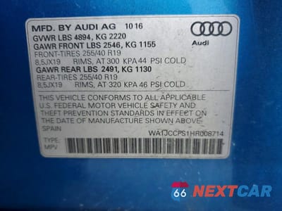 Zdjęcie 14 z 14 samochodu: 2017 AUDI Q3 PREMIUM PLUS VIN:WA1JCCFS1HR008714 - miniatura