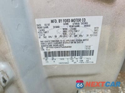 Zdjęcie 13 z 13 samochodu: 2007 FORD F150 VIN:1FTRX12W37NA54660 - miniatura