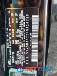 Zdjęcie 12 z 12 samochodu: 2015 KIA OPTIMA VIN:5XXGN4A7XFG424716 - miniatura