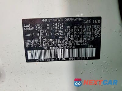 Zdjęcie 12 z 12 samochodu: 2025 SUBARU OUTBACK TOURING VIN:4S4BTGPDXS3306542 - miniatura