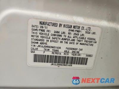 Zdjęcie 12 z 12 samochodu: 2012 INFINITI EX35 BASE VIN:JN1AJ0HR6CM451406 - miniatura
