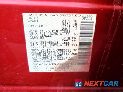 Zdjęcie 13 z 13 samochodu: 2015 NISSAN MURANO S VIN:5N1AZ2MH2FN261210 - miniatura