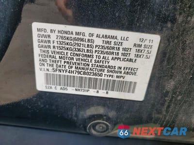 Zdjęcie 13 z 13 samochodu: 2012 HONDA PILOT EXLN VIN:5FNYF4H79CB023650 - miniatura