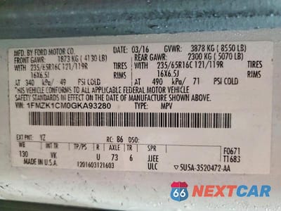 Zdjęcie 14 z 14 samochodu: 2016 FORD TRANSIT VIN:1FMZK1CM0GKA93280 - miniatura