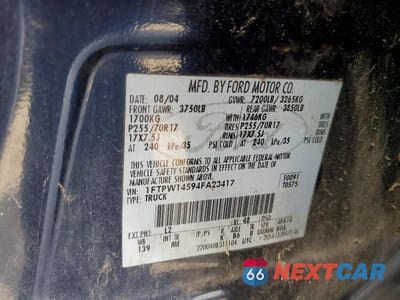 Zdjęcie 12 z 12 samochodu: 2004 FORD F150 SUPERCREW VIN:1FTPW14594FA23417 - miniatura