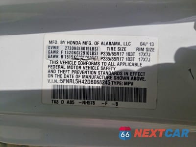Zdjęcie 13 z 13 samochodu: 2013 HONDA ODYSSEY EX VIN:5FNRL5H42DB068245 - miniatura