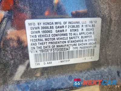 Zdjęcie 12 z 12 samochodu: 2013 ACURA ILX 20 VIN:19VDE1F37DE003347 - miniatura