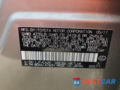 Zdjęcie 12 z 12 samochodu: 2017 LEXUS IS 350 BASE VIN:JTHCE1D29H5014153 - miniatura