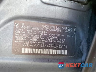Zdjęcie 12 z 12 samochodu: 2007 BMW 328 I VIN:WBAVA33547PG40001 - miniatura