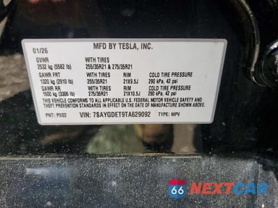 Zdjęcie 12 z 12 samochodu: 2026 TESLA MODEL Y VIN:7SAYGDET9TA629092 - miniatura