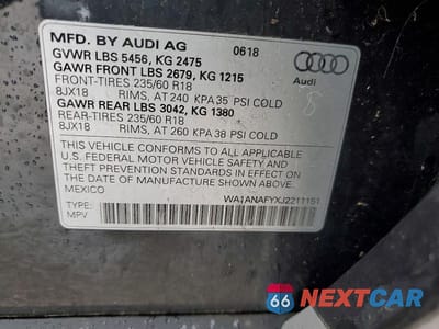 Zdjęcie 14 z 14 samochodu: 2018 AUDI Q5 PREMIUM VIN:WA1ANAFYXJ2211151 - miniatura