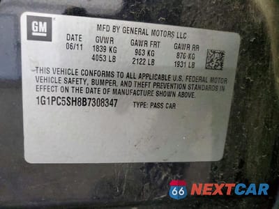 Zdjęcie 13 z 13 samochodu: 2011 CHEVROLET CRUZE LS VIN:1G1PC5SH8B7308347 - miniatura