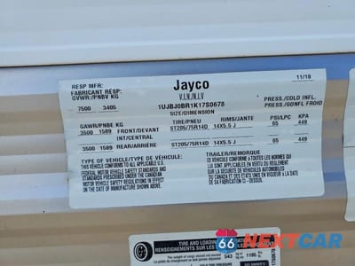 Zdjęcie 10 z 10 samochodu: 2019 JAYCO CAMPER VIN:1UJBJ0BR1K17S0678 - miniatura