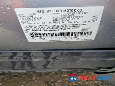 Zdjęcie 13 z 13 samochodu: 2021 FORD EXPLORER XLT VIN:1FMSK7DH0MGA51485 - miniatura