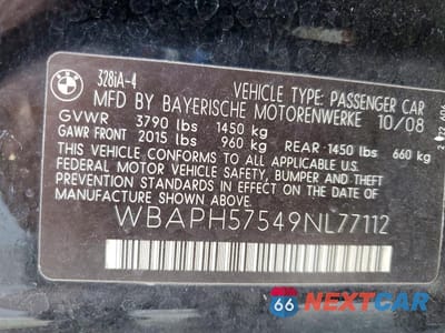 Zdjęcie 12 z 12 samochodu: 2009 BMW 328 I SULEV VIN:WBAPH57549NL77112 - miniatura