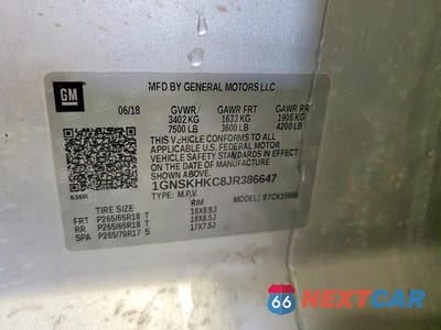 Zdjęcie 13 z 13 samochodu: 2018 CHEVROLET SUBURBAN K1500 LT VIN:1GNSKHKC8JR386647 - miniatura