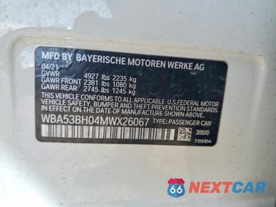 Zdjęcie 12 z 12 samochodu: 2021 BMW 530 I VIN:WBA53BH04MWX26067 - miniatura