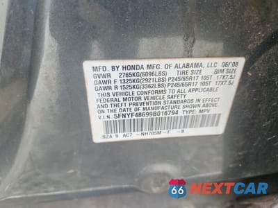 Zdjęcie 13 z 13 samochodu: 2009 HONDA PILOT EXL VIN:5FNYF48699B016794 - miniatura