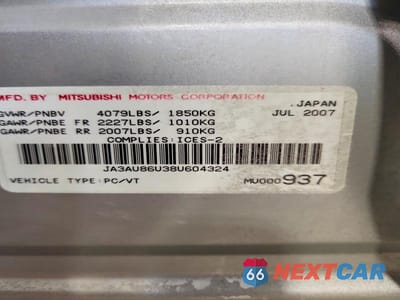 Zdjęcie 12 z 12 samochodu: 2008 MITSUBISHI LANCER GTS VIN:JA3AU86U38U604324 - miniatura