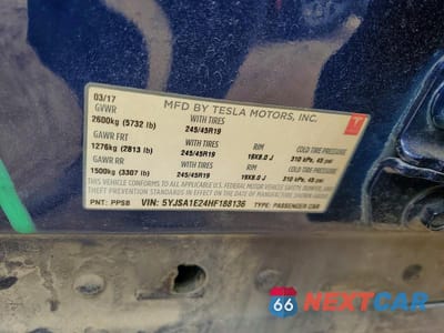 Zdjęcie 13 z 13 samochodu: 2017 TESLA MODEL S VIN:5YJSA1E24HF188136 - miniatura