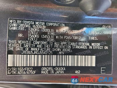 Zdjęcie 14 z 14 samochodu: 2018 TOYOTA 4RUNNER SR5 VIN:JTEBU5JR0J5542125 - miniatura