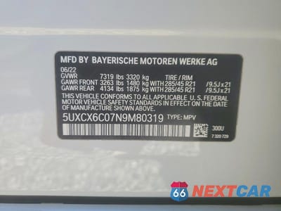 Zdjęcie 14 z 14 samochodu: 2022 BMW X7 M50I VIN:5UXCX6C07N9M80319 - miniatura