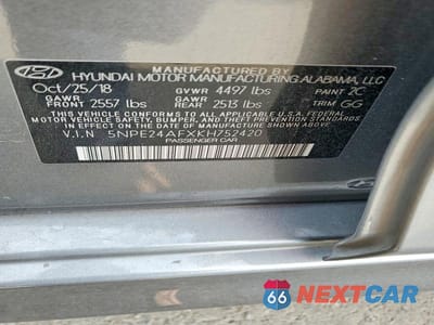 Zdjęcie 12 z 12 samochodu: 2019 HYUNDAI SONATA SE VIN:5NPE24AFXKH752420 - miniatura