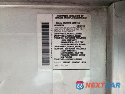 Zdjęcie 12 z 12 samochodu: 2013 ISUZU NPR DELIVERY TRUCK VIN:JALB4T172D7W01478 - miniatura