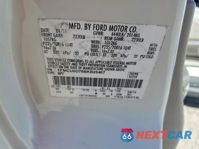 Zdjęcie 13 z 13 samochodu: 2011 FORD ESCAPE XLT VIN:1FMCU0D78BKB25467 - miniatura