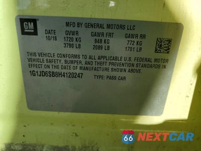 Zdjęcie 12 z 12 samochodu: 2017 CHEVROLET SONIC LT VIN:1G1JD6SB8H4120247 - miniatura