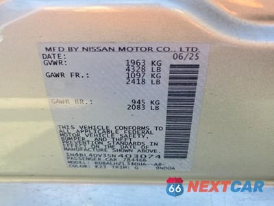 Zdjęcie 12 z 12 samochodu: 2025 NISSAN ALTIMA SV VIN:1N4BL4DV3SN403074 - miniatura