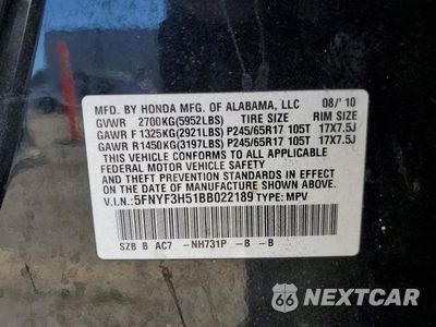 Zdjęcie 13 z 13 samochodu: 2011 HONDA PILOT EXL VIN:5FNYF3H51BB022189 - miniatura