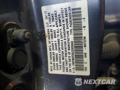 Zdjęcie 12 z 12 samochodu: 2012 HONDA CIVIC LX VIN:19XFB2F55CE069040 - miniatura